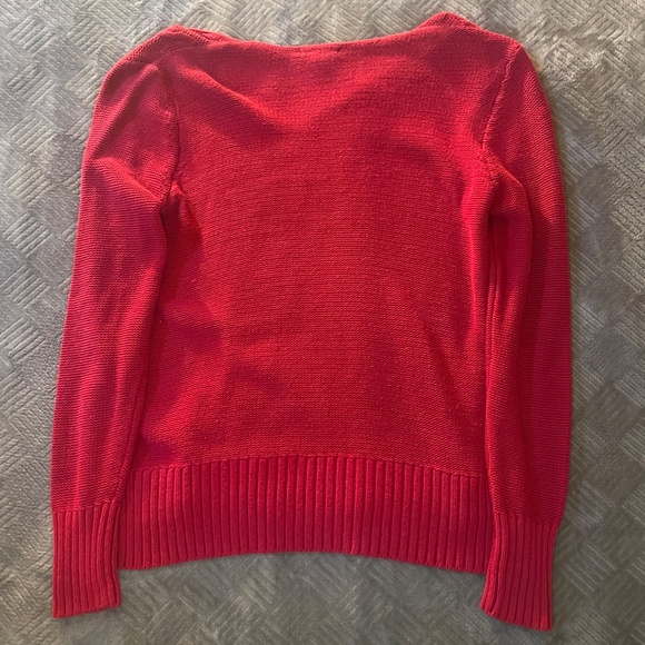 Chaps Women's V Neck Long Sleeve Cable Knit Sweater Red - Size L - Picture 5 of 5